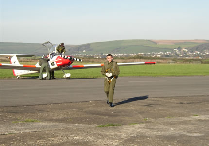 A cadet returning from a sortie